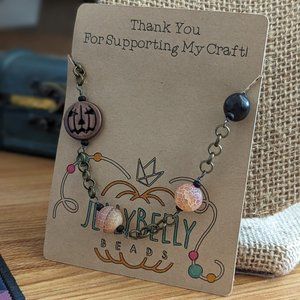 Jack-O-Lantern Metal Necklace - Whimsical Halloween Jewelry